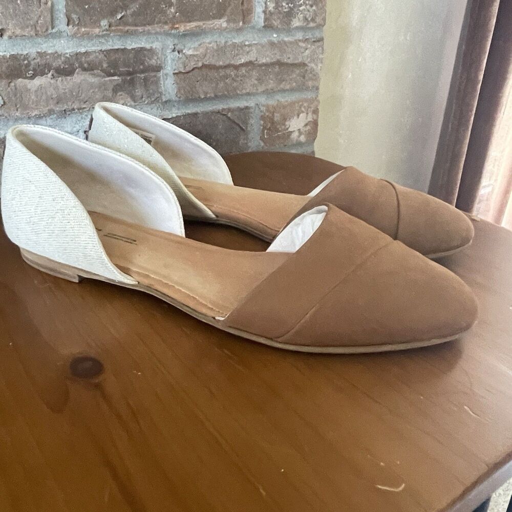 TOMS Jutti D'Orsay Slip On Flats Women's Size 12 Beige Suede Upper